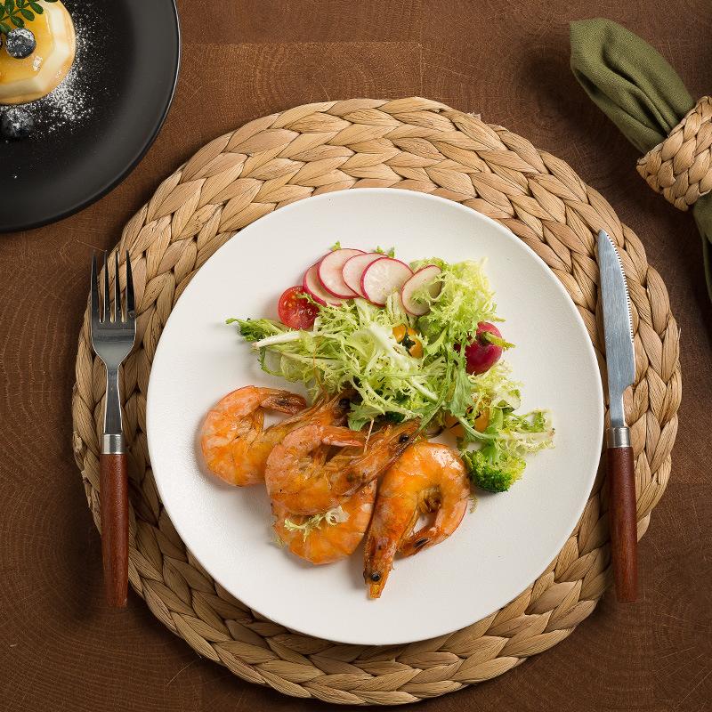 Japanese Steak Plate Household Plate Premium Dessert Tray New Frosted Ceramic Plate Restaurant Flat Plate