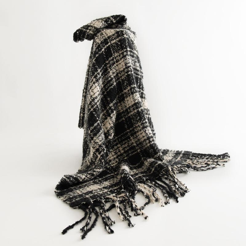 New Scarf for Women High end Autumn and Winter Korean Version Versatile Plaid Thickened Student Couple Imitation Cashmere Scarf