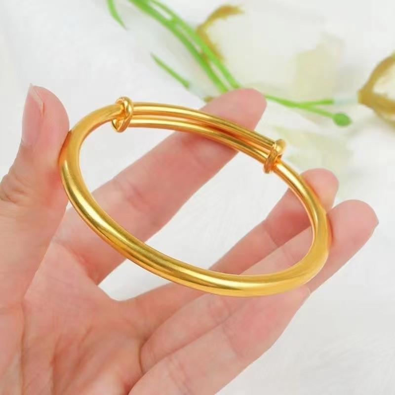 Gold-Plated Starry Dragon & Phoenix Push-Pull Women's Bangle - Non-Fading, High-End Jewelry