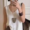 Leopard Print Eyeglasses Storage Bag Durable Pu Leather Hanging Neck Pouch Multifunctional Simple Design Eyeglass Chain Necklace