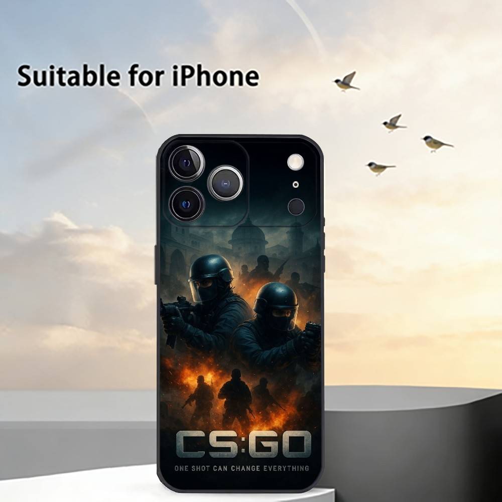 Game CS2 Counter-Strike2 Phone Case For iPhone 17,16,15,14,13,12,11 Plus,Pro Max,XS,Soft Silicone Black Cover