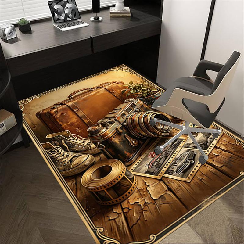 

1PC Vintage Camera Travel Non-Slip Floor Carpet Compatible for Office&Living Room&Bedroom&Dining room - Soft & Pattern-G0408 60cm by 90cm
