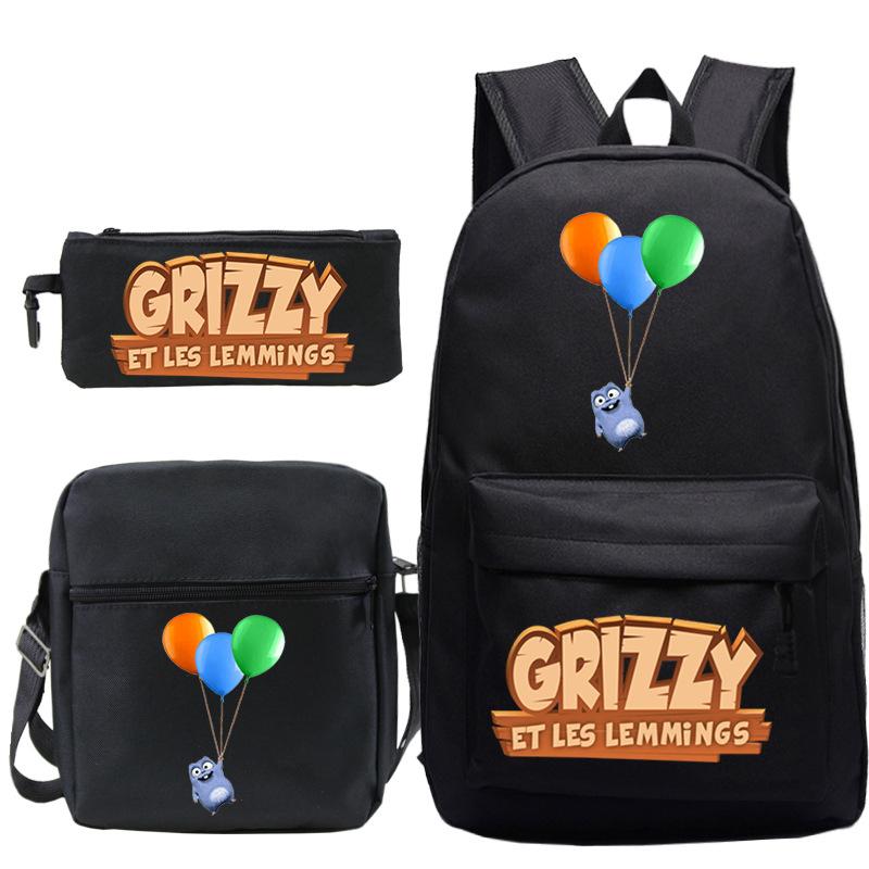 Printed primary and secondary school students backpack shoulder bag pencil bag three-piece combination