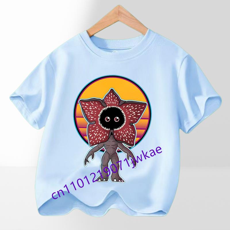 T-shirt Grafica per Festa, Outfit Streetwear Cool per Fan, Top per Ragazzi e Ragazze, Maglietta per Bambini a Tema Film Hot Stranger, alla Moda