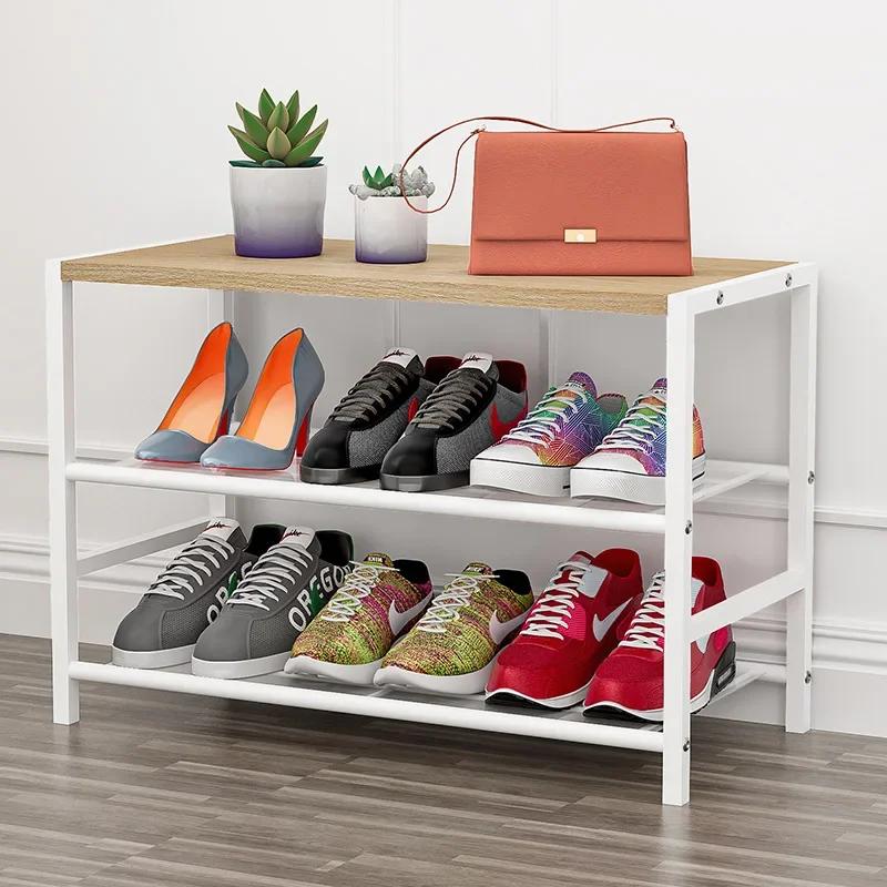 Metal Shoe Rack Multi-layer Simple Wood Shoe Cabinet Indoor Iron Shoe Rack Stable Non-wobbly Large Simple Dustproof Storage Rack