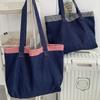Cloth Denim Handbag Grid Canvas Tote Bag Soft Shoulder Bag  Student