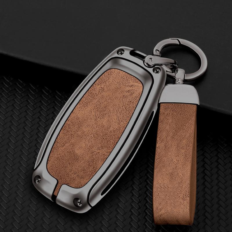 Zinc Alloy Leather Car Key Fob Case For Hyundai I30 Ix25 Ix35 Elantra Kona Solaris Azera Grandeur Ig Tm Accent Santa Fe Key Fob
