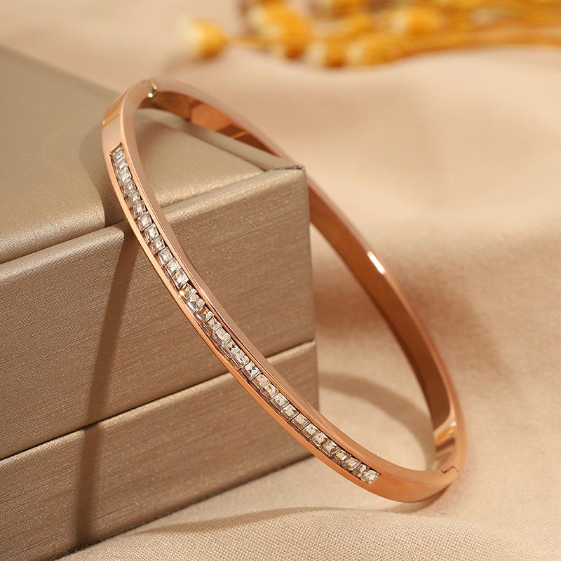 Titanium Steel Bracelet - Fashionable and Versatile for Women, Full of Diamonds, Stainless Steel Bracelet, Unique Handcrafted Bracelet