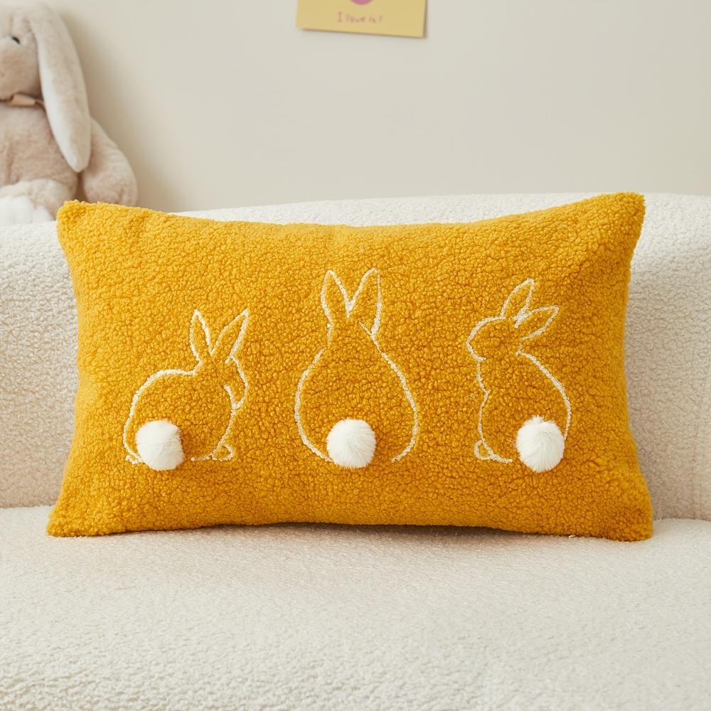 Hidden Zipper Rabbit Pillow Case Plush Pillowslip Cartoon Easter Bunny Pillow Cover  Holiday