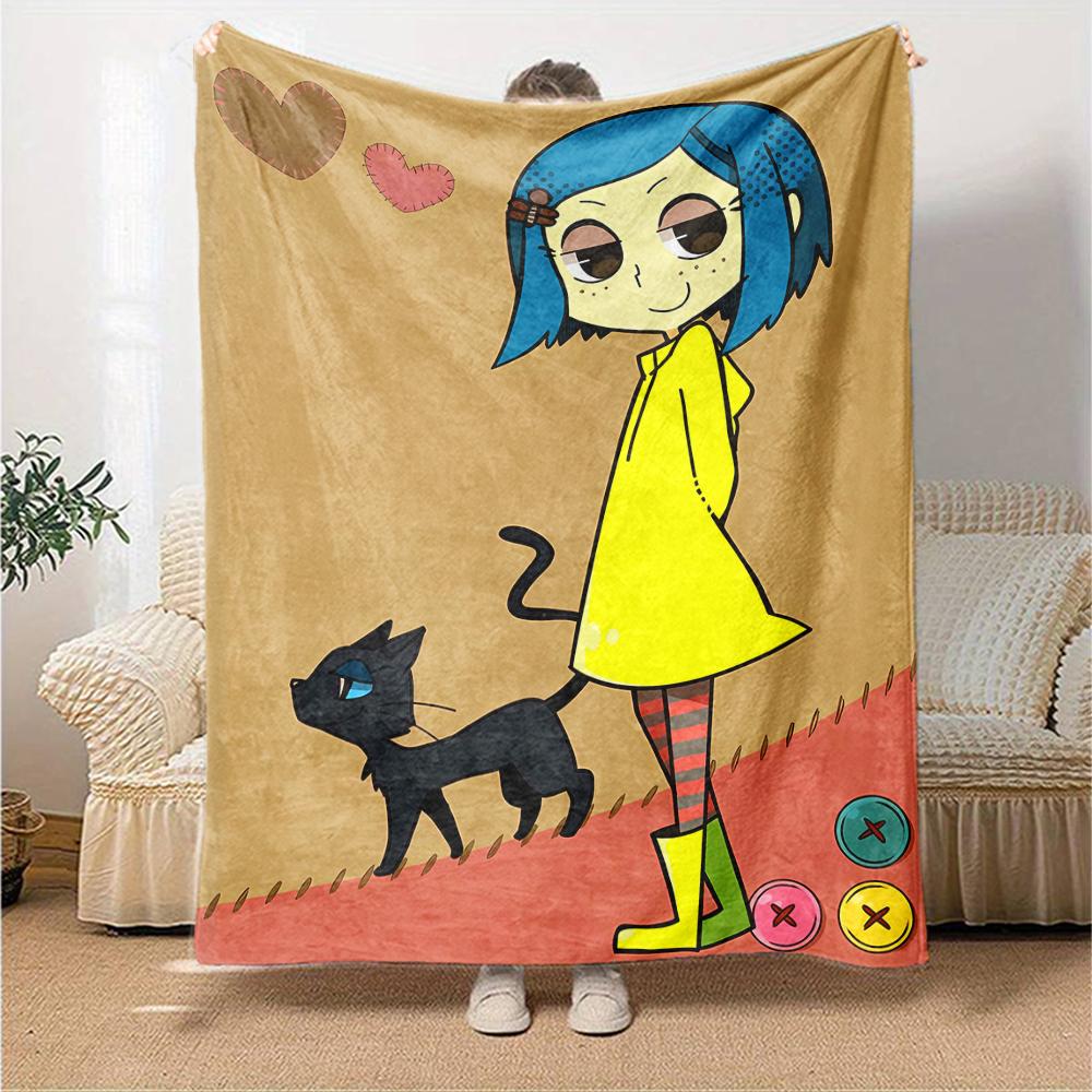1pc Coraline (6) Blanket, Gift, for Men and Women, Soft Blanket, Good for Sofa Bed Couch Travel, Lightweight Flannel Blanket