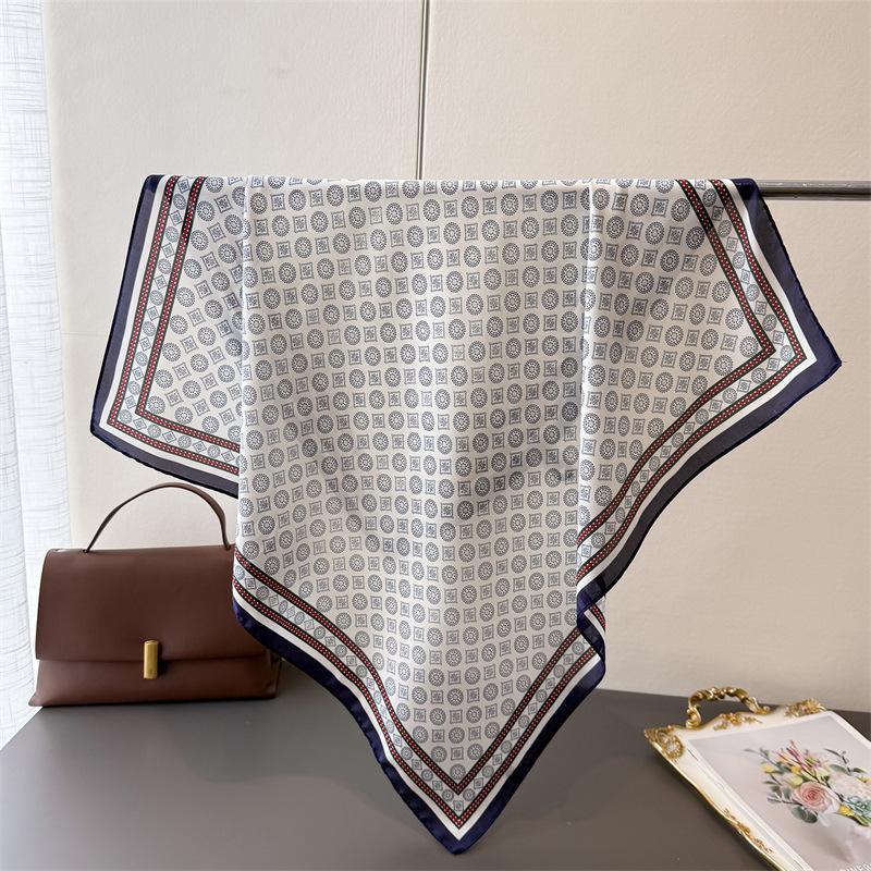 Elegantes Geometrisches Druck-Seidensimulations-Schal Quadratischer Schal Hochwertiger Schal Vielseitiges Hals-Kleines Quadratisches Tuch Kopftuch