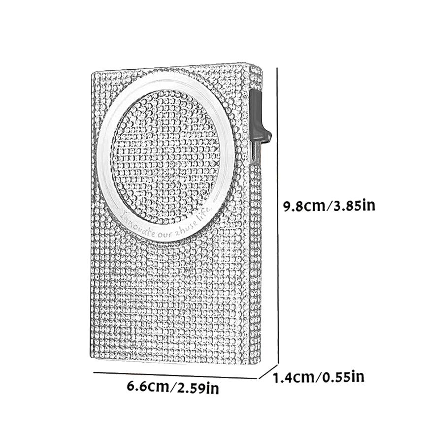 Women's Minimalist Aluminum Alloy Wallet, Magnetic Automatic Side-thrust Pop Up Card Holder With Anti-theft Brush Blocking