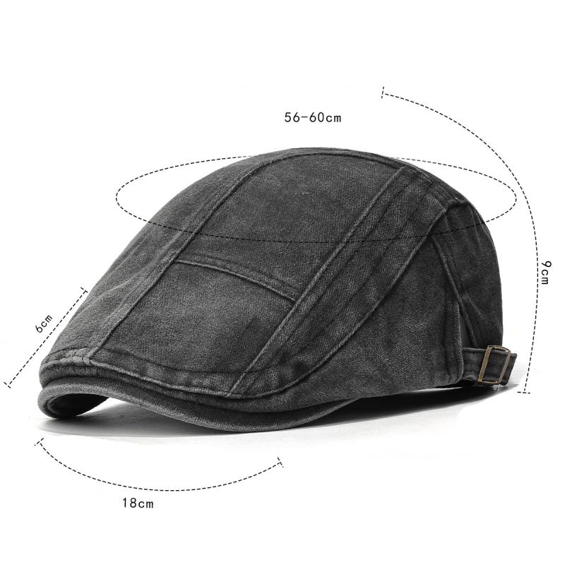 Washed Cotton Vintage Forward Cap Spliced Beret Hat Casual