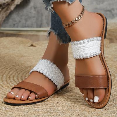 Women's Flat Slippers Summer Outdoor Casual Beach Shoes for Women Retro Open Toe Plus Size Women's Sandals Feamle Slides Shoes