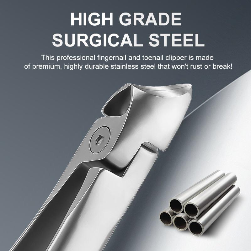 Jaw Wide Opening Silver Heavy Duty Nail Clippers Kit Ultra Wide Diagonal Jaw Slanted Edge Toenail Cutter for Ingrown Thick Nails