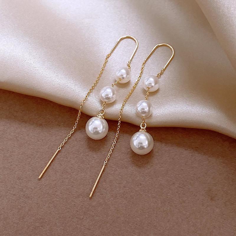 2024 Luxury Pearl Tassel Earrings: Unique Autumn/Winter Long Thread Design for Women