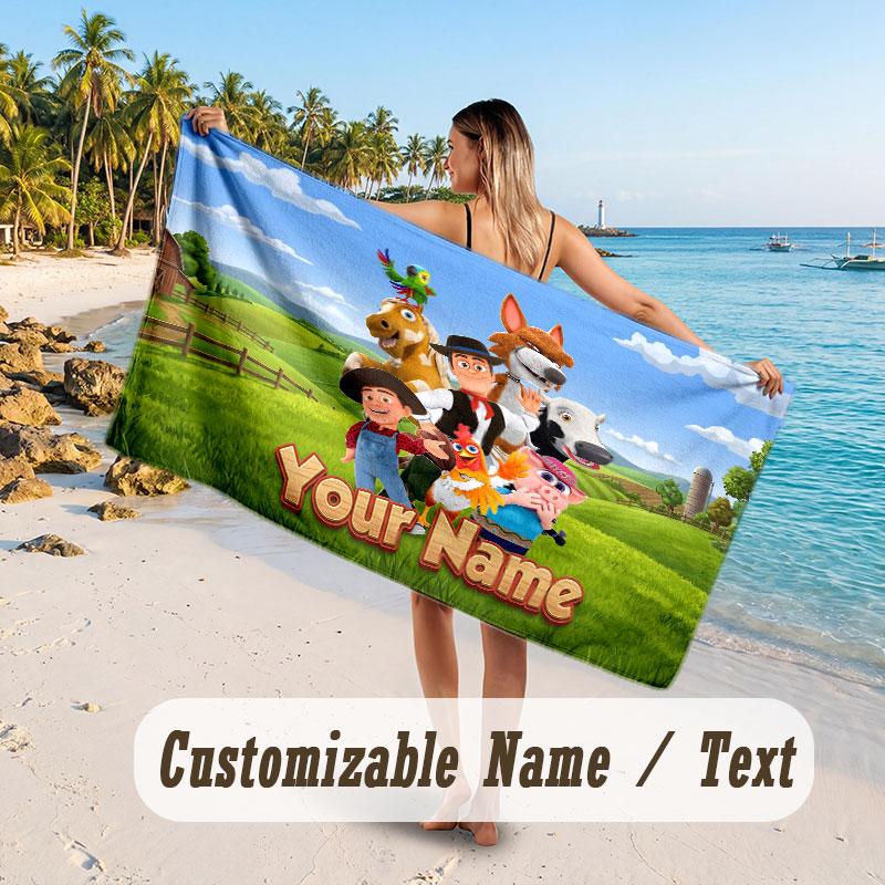 Personalized Beach Towel,La Granja de Zenón Custom Printed Name Text, Super Absorbent Towel For Beach Vacation