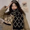 Rhombus Lattice Women's Winter Scarf - Red Christmas & New Year Gift, Versatile Warm Neck Warmer