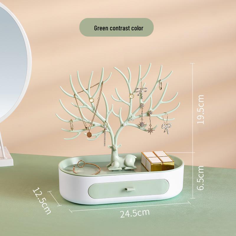 Antler Jewelry Stand: Deer-Shaped Rotating Earring and Necklace Organizer