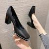 Silver High Heels Korean Design Sensation Shallow Mouth Chunky Heel Square Head Women's Shoes Versatile Business Casual Summer