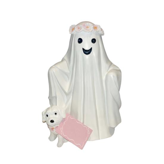 Ghost Dog Statue Halloween Spooky Resin Figurine Ghost Walking Dog Sculpture Garden