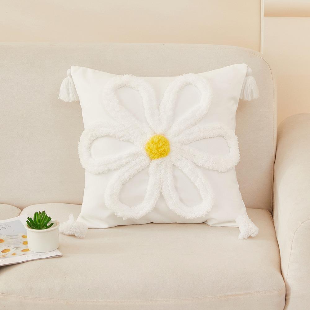 Soft Flower Throw Cover Square Three-dimensional Case Tufted Decorative Cushion Cover Living Room