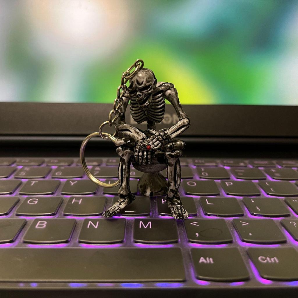 Popular Skull Keychain Pendant - Halloween Toilet Ghost Car Key Ring