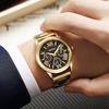 Vintage New Brand 3 Eyes Gold Geneva Casual Quartz Watch Men Women Stainless Steel Dress Wristwatches Male Clock Reloj Hombre