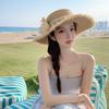 Tassel Edge Weave Flat Cap Wide Brim Women's Sun Hats Casual Lace Flower Straw Hat  Holiday