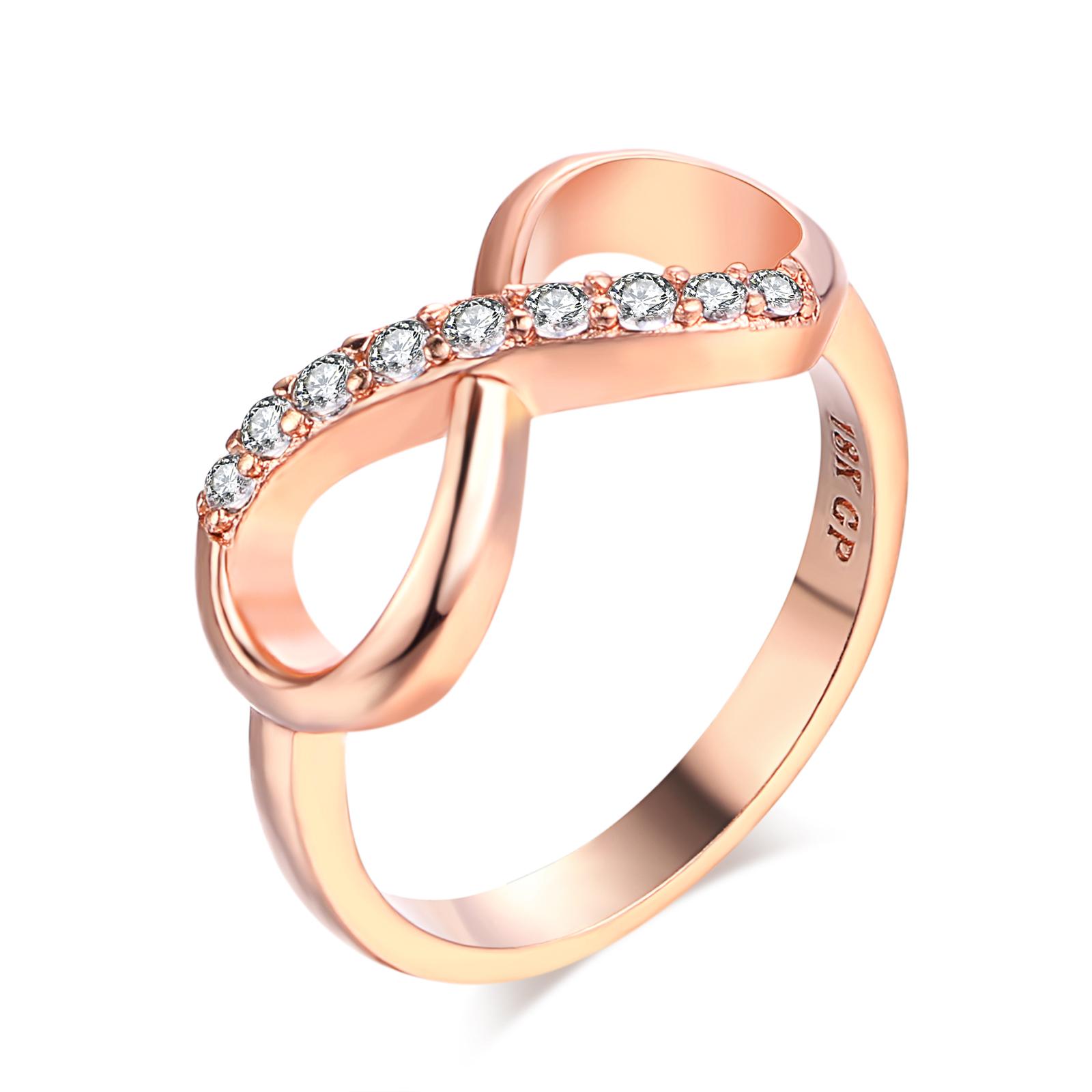

Design Infinity Rings for Women Rose Gold Color Crystal Zircon Couple Statement Ring for Girls Fashion Jewelry Accessories R407 5