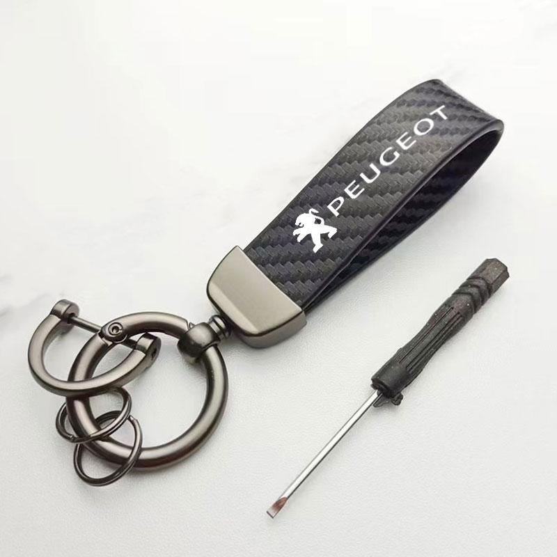 2026 Adesivo per Auto Caldo Pelle Lega Metallica Styling Auto Portachiavi Portachiavi Portachiavi per Logo Peugeot 108 406 407 408 206 207 208