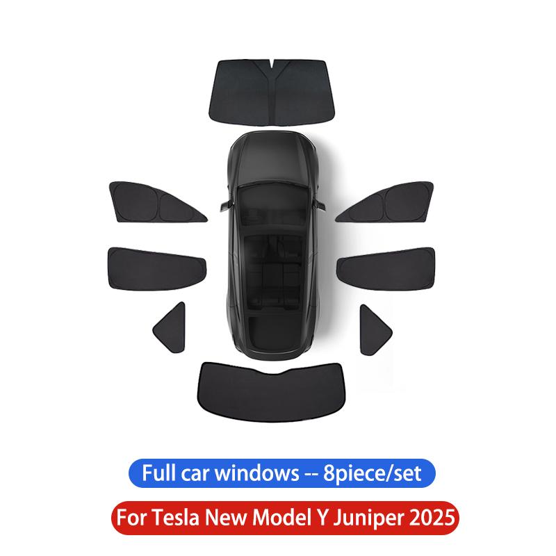 For Tesla ModelY Juniper2025 Sun Shade Front Rear Side Window Sunshade Windshield Sun Visor Outdoor Camping Interior Accessories
