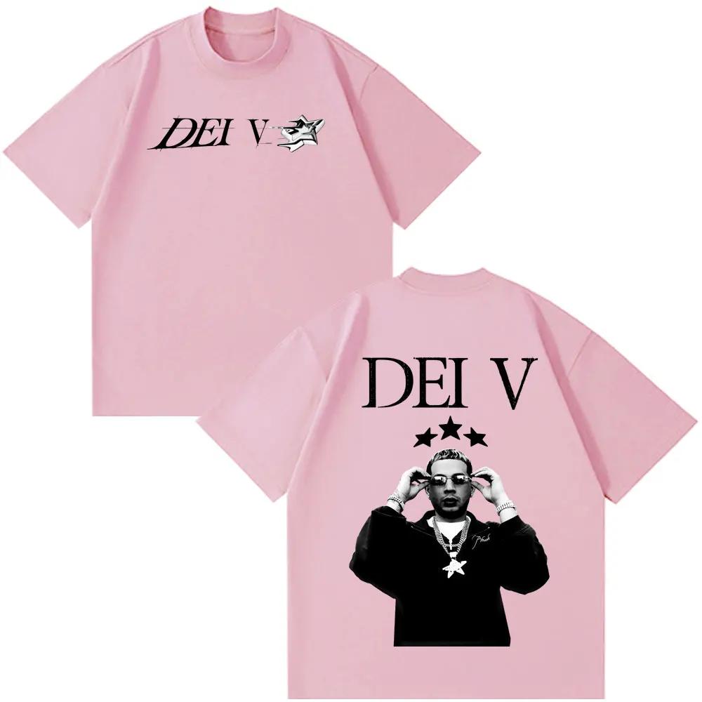 Rapper Dei V Quien Es Dei V Tour 2026 Print T Shirt Unisex Women Vintage Tshirt Shortsleeved Cotton Casual Gothic Punk Tshirts