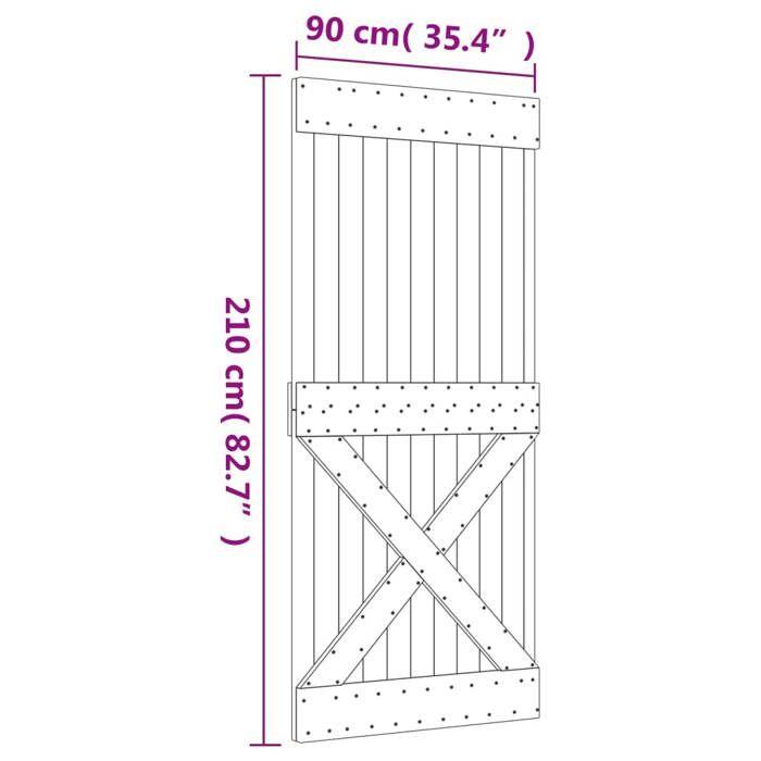 VidaXL Sliding Door and Hardware Kit 90x210 Cm Solid Pine, Interior Door, Interior Barn Door 3203001