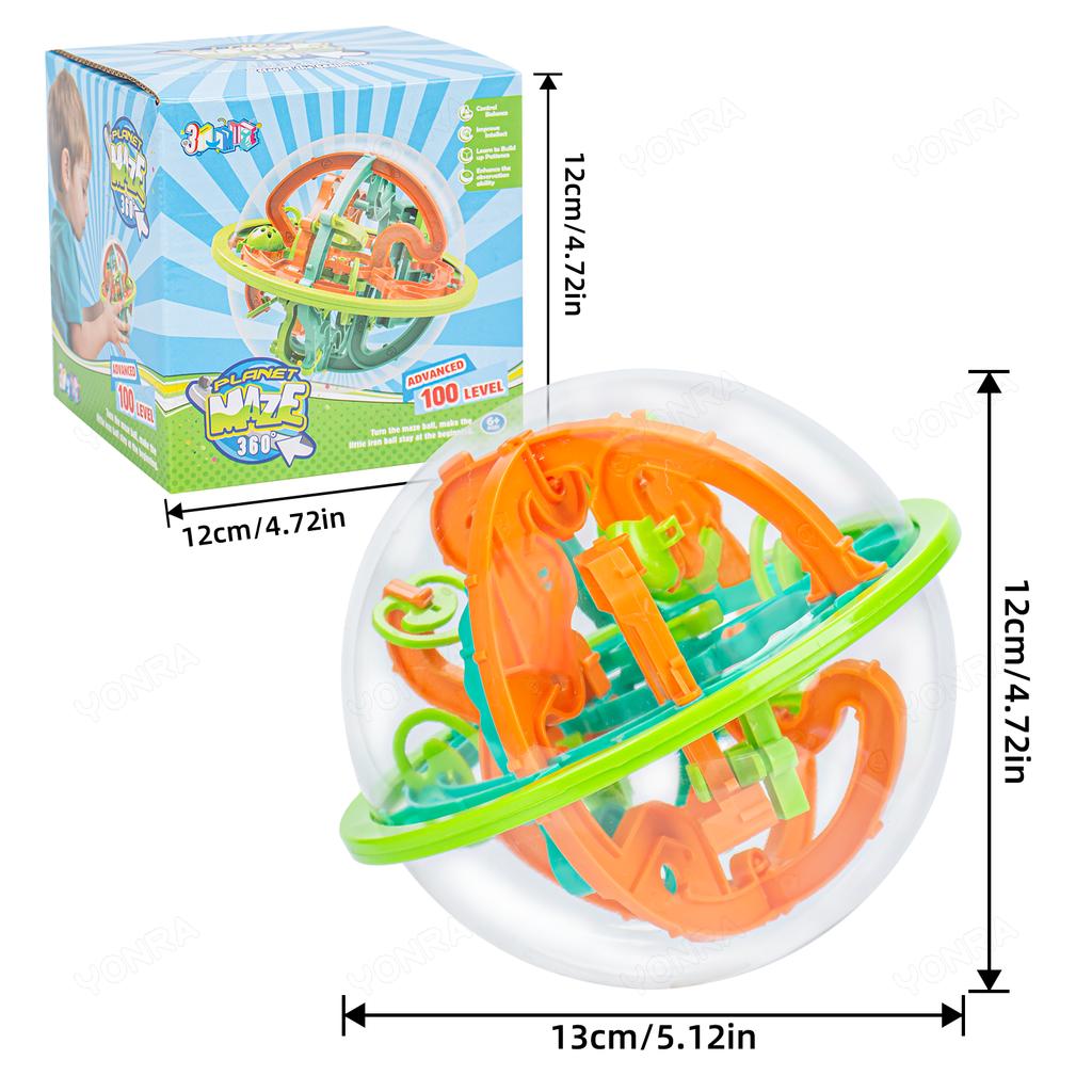 3D Puzzle Ball Brain Game Toys for Kids Steel Ball Track maze ball 3D Maze Game with 100 Obstacles Boys Girls Birthday Gifts