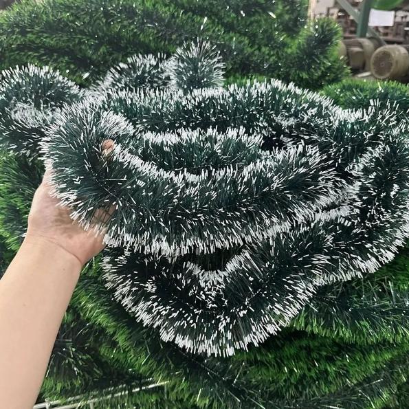 Christmas Tinsel Garland Green Cane Ribbon Strip Shiny Wreath Xmas Tree Pendant Ornament Decor for Xmas Party Home Outdoor Decor
