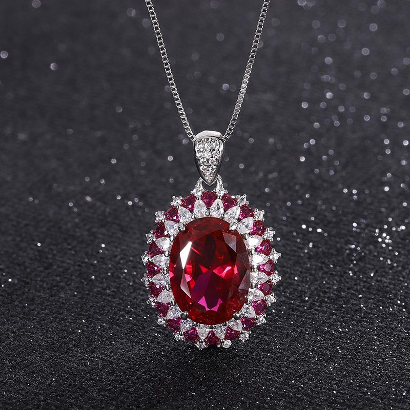 Jewelry Popular Simulation Red Glass Denier Pendant Ring Stud Earrings Set Main Stone 12 * 16