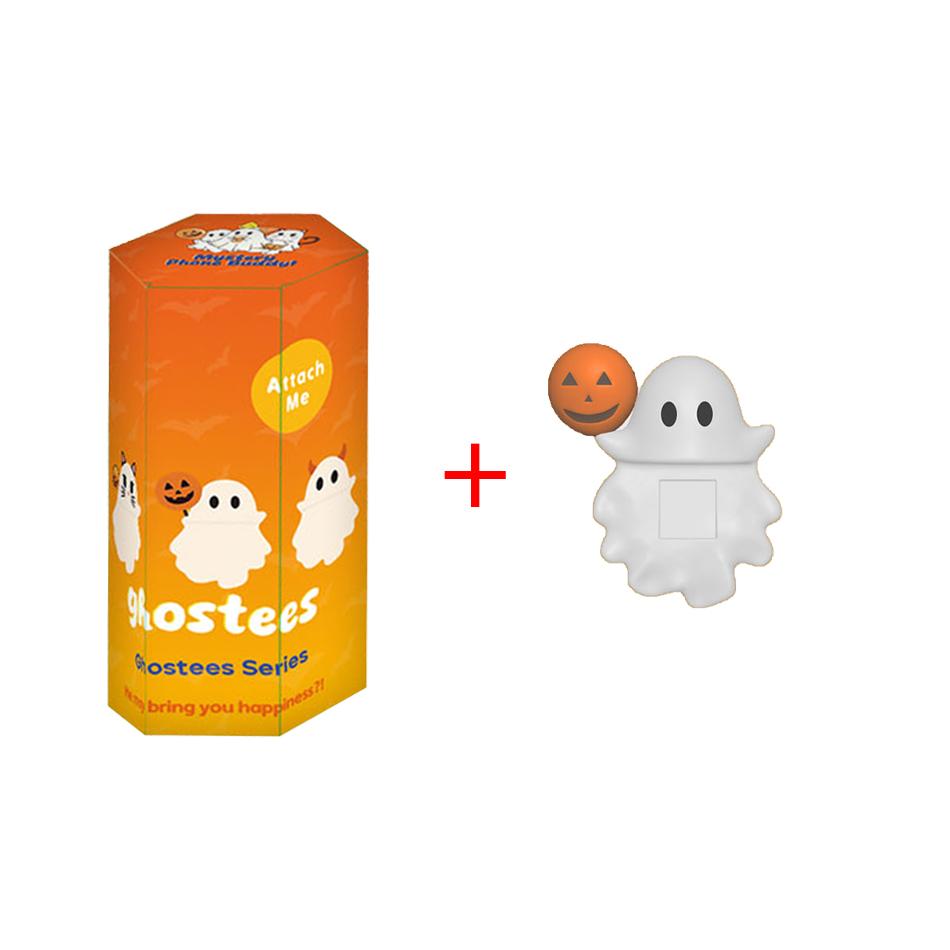 Halloween Ghost Figurine for Phone Decorations Cute Ghost Model Mini Figure Peel-and-stick Decorations For Cell Phone Tablet