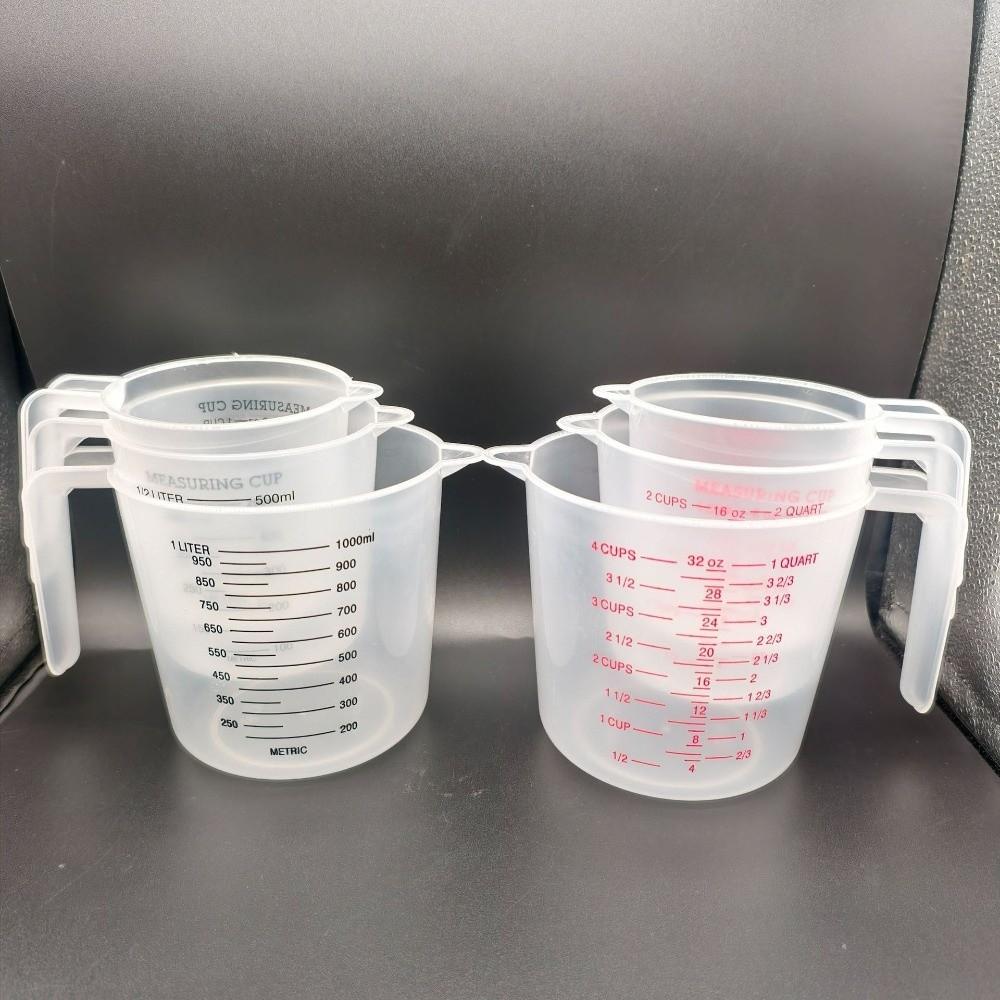 Clear Graduated Measuring Cups With Spout Ounce and Ml Cup Plastic Measuring Cup  Flour Measuring