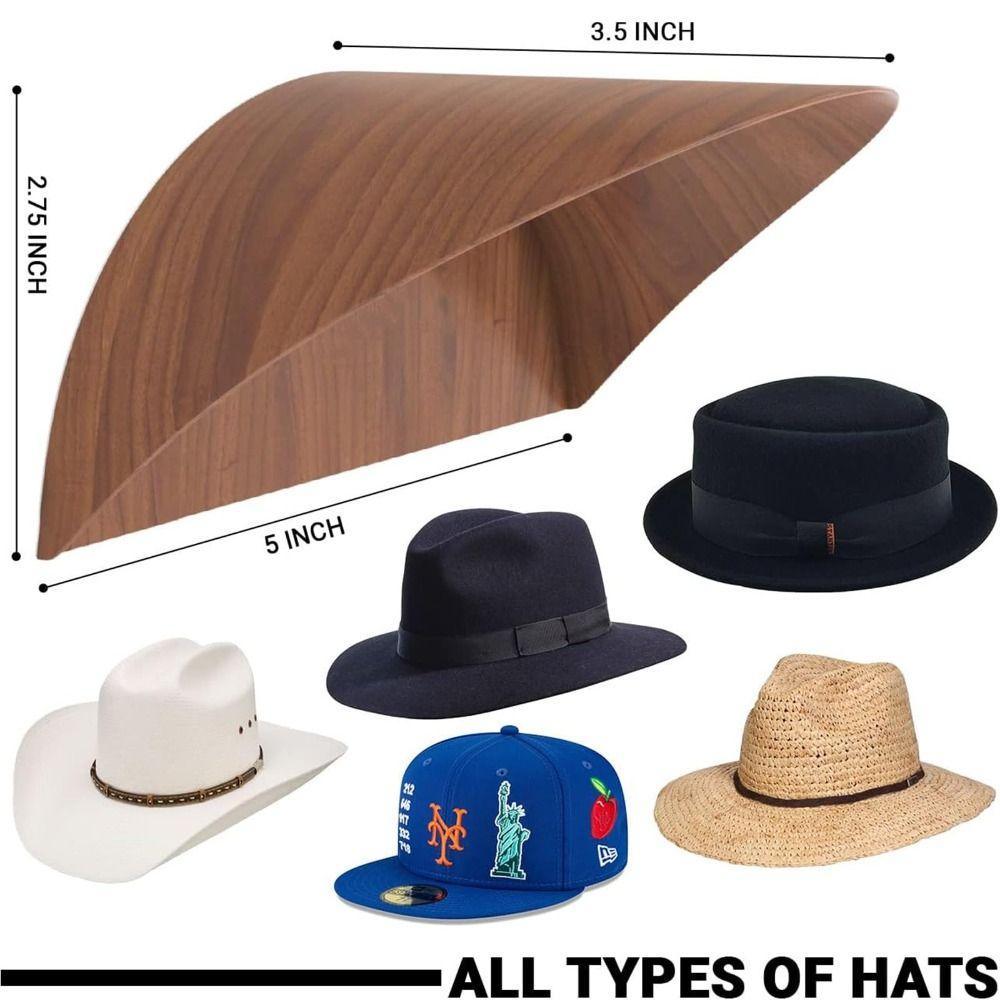 Portable Wall Mounted Cowboy Hat Rack Wooden Punch-free Hat Hanger Keep Original Shape Multifunctional Display Rack