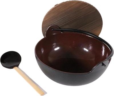 Chubu Tokiwa Yamaga Nabe 21cm (mit Schöpfkelle) (Innere braune Emaillierung) Hergestellt in Japan QYM02021