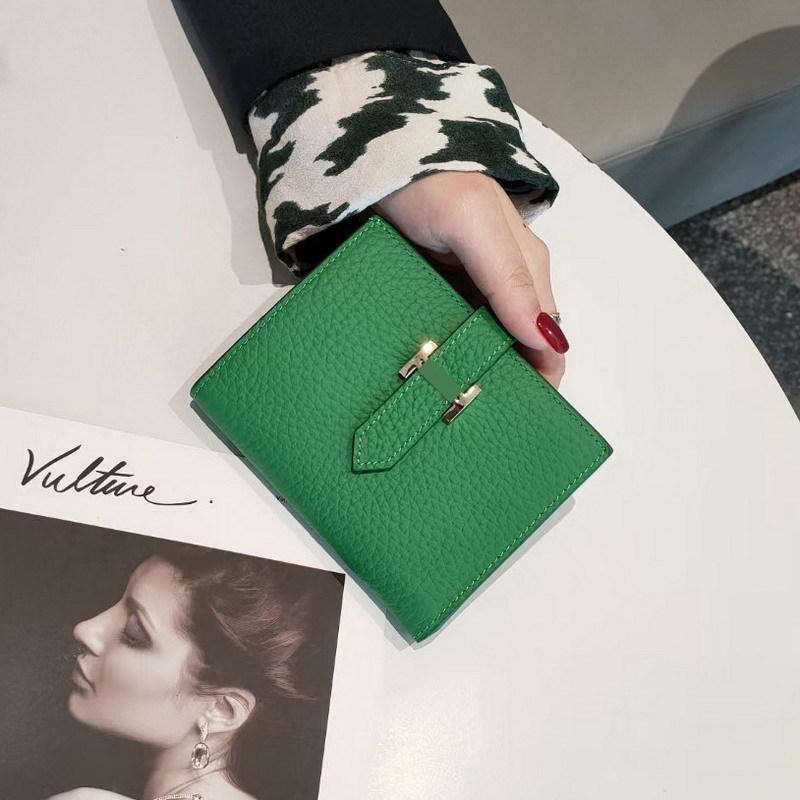 2025 Genuine Leather Women Wallets First Layer of Cowhide Short Purse Branded Design H Hasp Wallet Billfold Without Logo