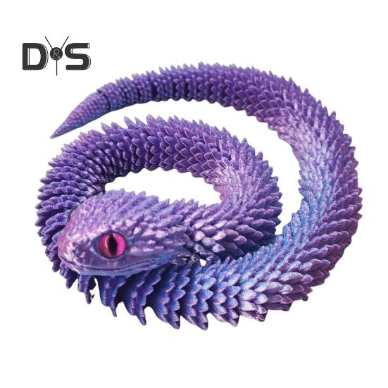 3D Printed Snake Toy Articulated Viper Figurine Fidget Snake Toy Collectible Snake Model with Flexible Joints for Home Office Desk Decor