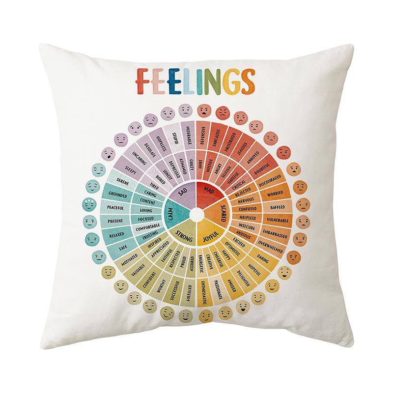 Rainbow Pillowcase Short Plush Letter Print Home Fabric Sofa Pillowcase Holiday Cushion Cover