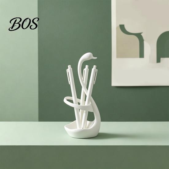 Study Room Desk Organizer 3D Printed Elegant Swan Storage Rack with Ventilation And Draining Base, Artistic Desktop Decoration Multi-Purpose