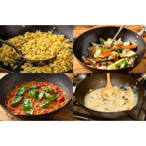 River Light Goku JAPAN Iron Frying Pan, Deep Stir-Frying Pan, 26cm, Iron Nitride Finish, Induction Compatible, Rust Resistant, Wok, Made In Japan, J14