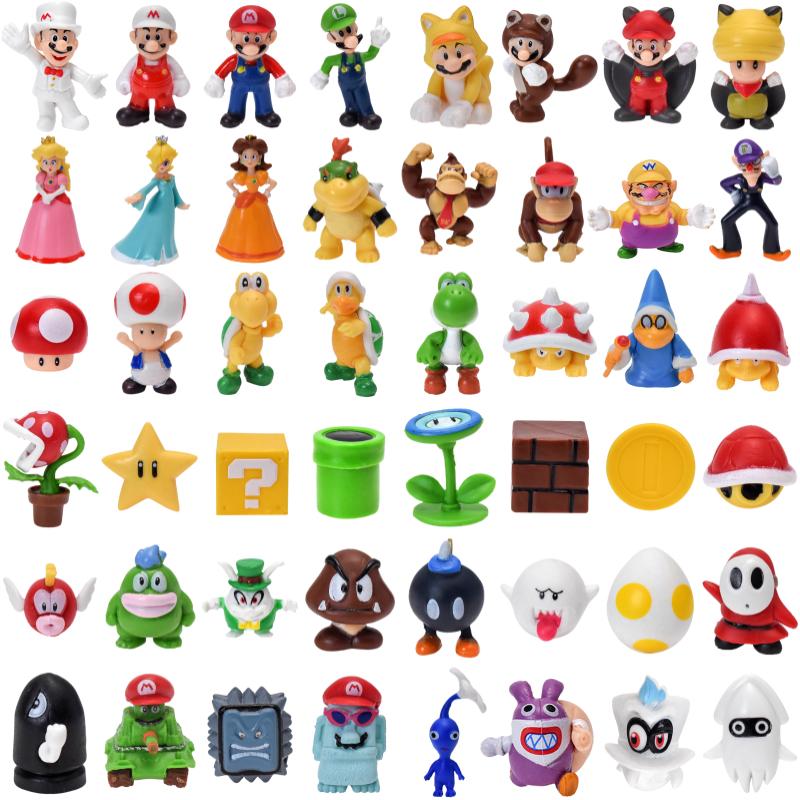 3-48Pcs/Set Mario Bros Princess Peach Bowser Goomba Figures Toys Cute Anime Donkey Kong Yodhi Boo Toad Model Doll Birthday Gifts