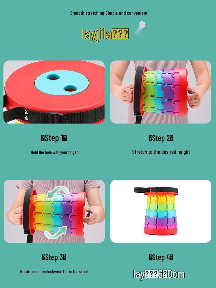 Rainbow Telescopic Adjustable Folding Stool for Leisure, Fishing, and Household Use