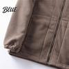 Everyday Men Coat Pockets Autumn Polar Fleece Sleeve Double-Sided Lapel Long Jacket with Winter Solid