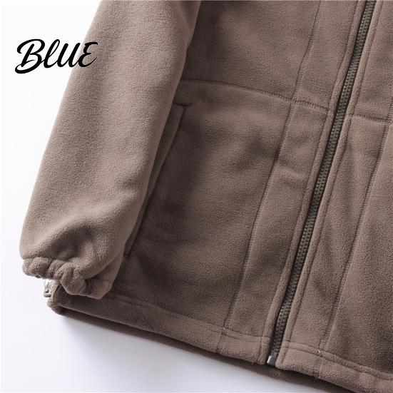 Everyday Men Coat Pockets Autumn Polar Fleece Sleeve Double-Sided Lapel Long Jacket with Winter Solid
